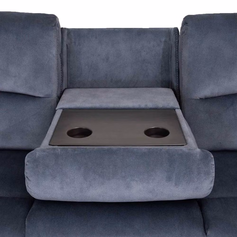 Furnishings For Less UK Bella Grey Fabric 3 Piece Electric Reclining Sofa Suite with USB Charging and Cup Holders – 4
