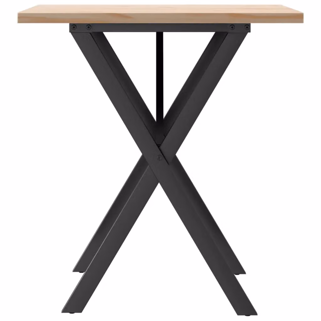 Berkfield Home X-Frame Square Dining Table in Brown Solid Pine and Steel, W: 70 cm, D: 70 cm, H: 75.5 cm – 4