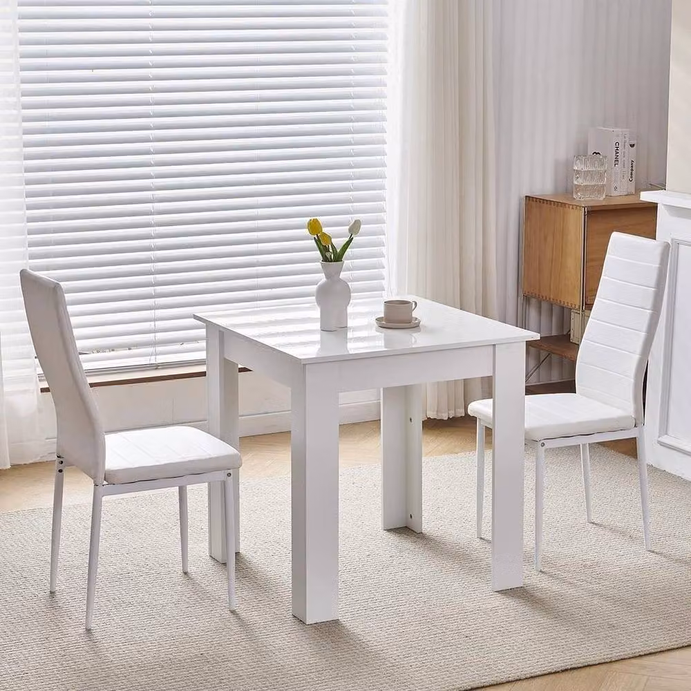 FORGEVIO Modern Square High Gloss Dining Table in White, W/D: 75 x 75 cm – 2