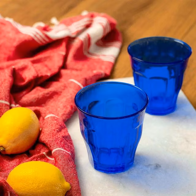 Duralex Picardie Blue Water Glasses, 250 ml, Set of 6