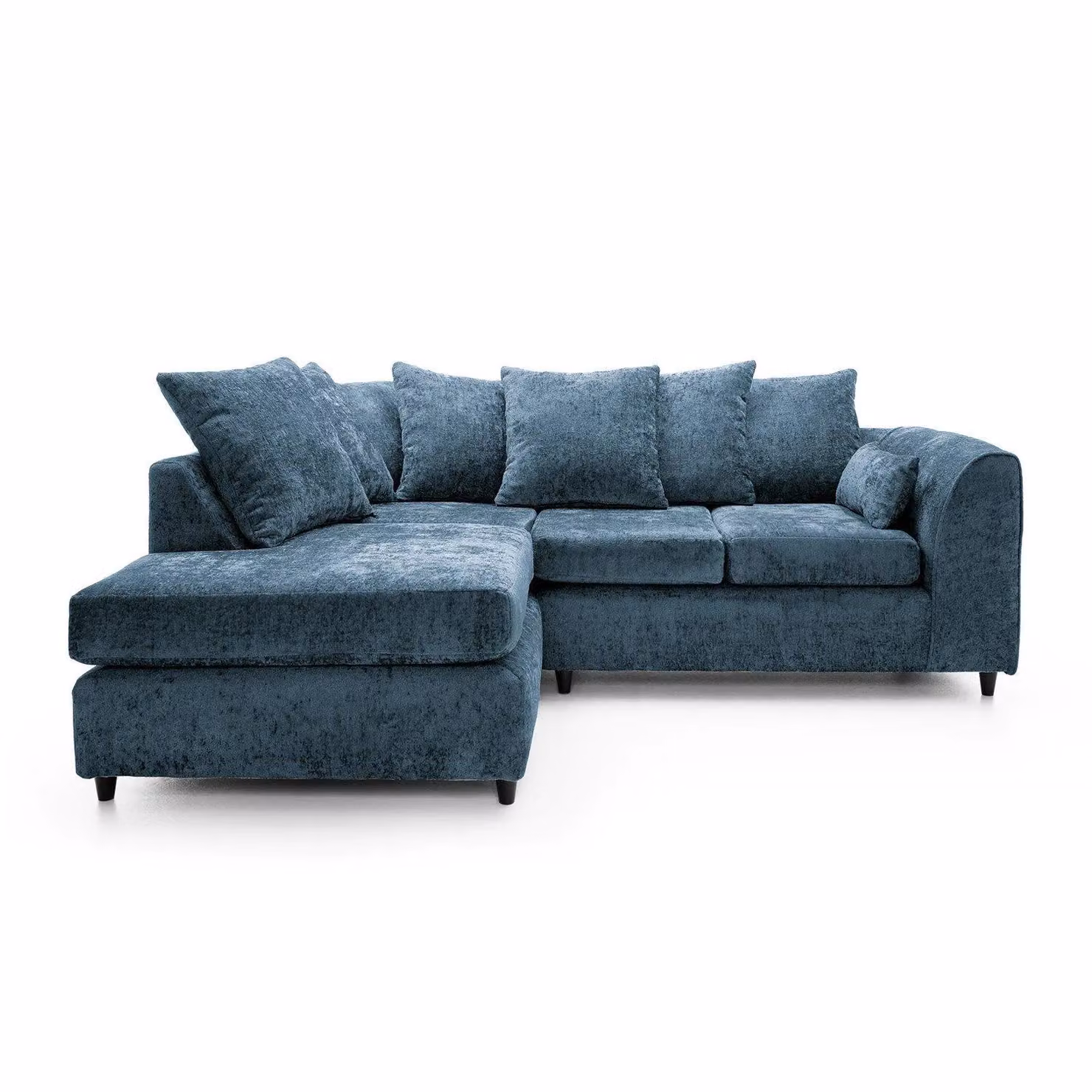 Abakus Direct Harriet Left Facing Corner Sofa in Dark Blue Crushed Chenille – 2
