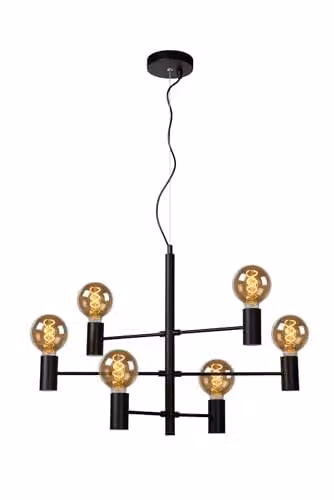 Lucide Leanne Dimmable Adjustable Modern Pendant Light in Black with 6 x E27 Sockets