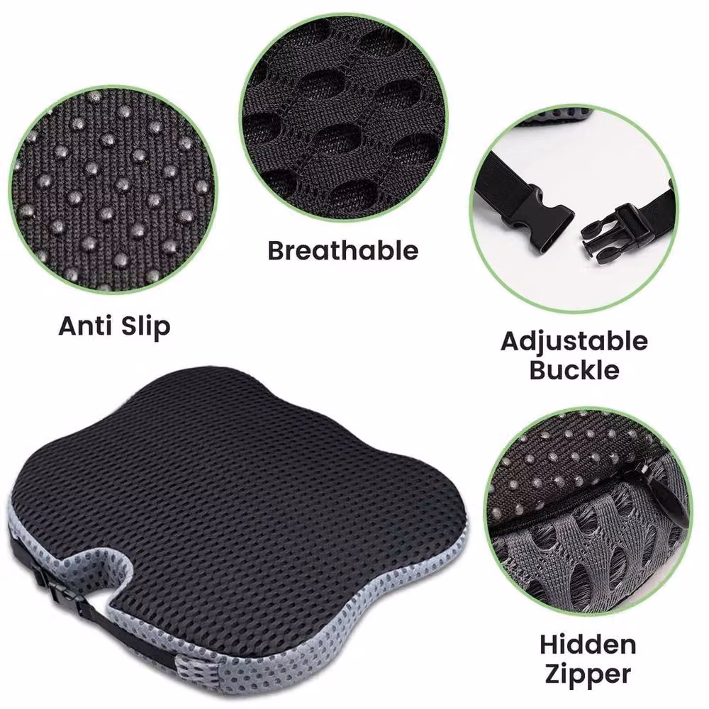 NESTLUNE Memory Foam Wedge Car Seat Cushion in Black, W/D/H: 120 x 135 cm – 3