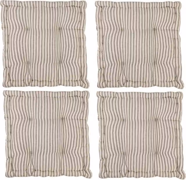 Dibor Set of 4 Grey Striped Indoor Dining Chair Seat Pad Cushions, W: 50 cm, D: 50 cm, H: 50 cm