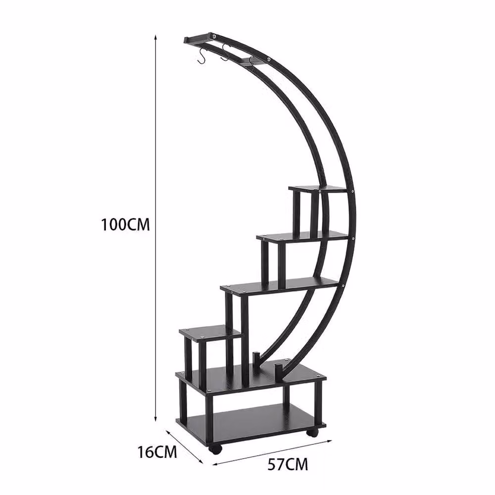 KORVIXA 2-Piece Matt Black Metal Plant Stand and Flower Pot Shelf Set – 2