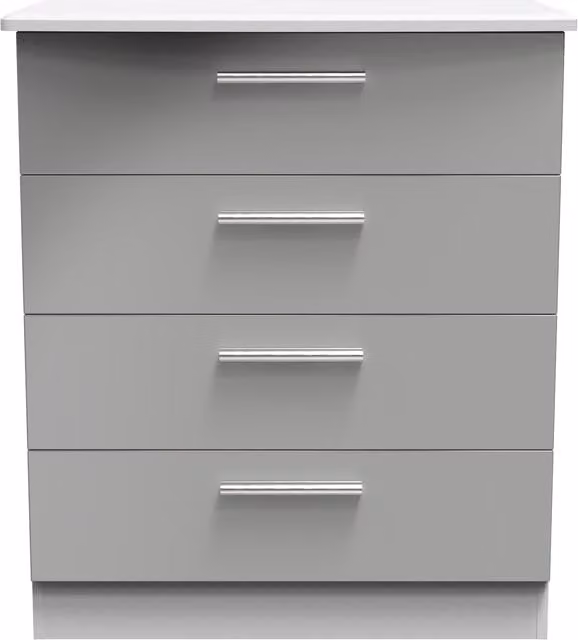 Knightsbridge Ready Assembled 4 Drawer Chest in Grey Gloss