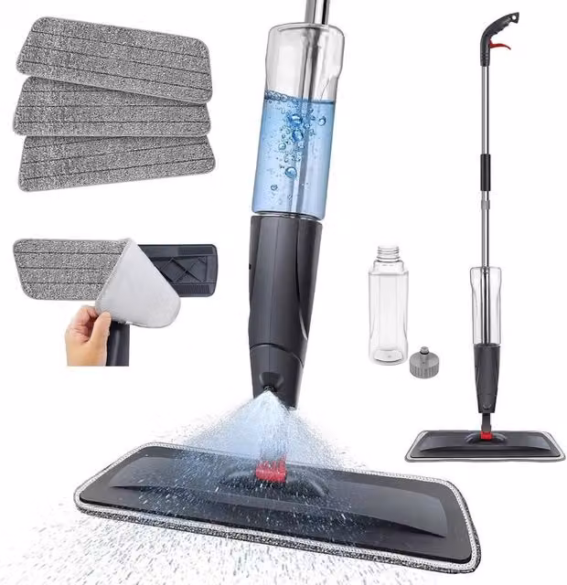 EONLION Grey Microfibre Spray Mop, Height: 100 cm