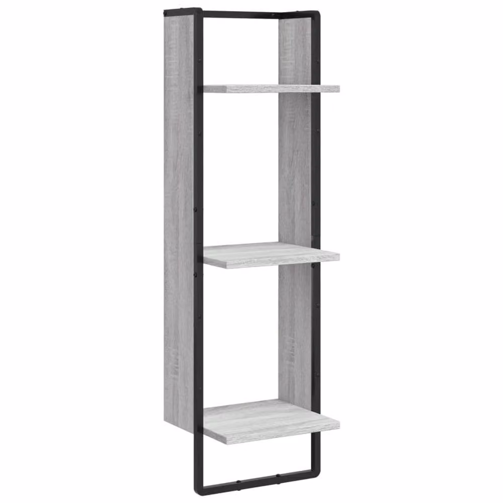 Berkfield Home Beautiful 3-Tier Wall Mounted Shelf in Grey Sonoma, W/D/H: 30 x 25 x 100 cm – 3