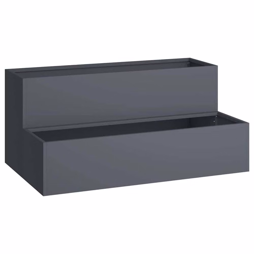 Berkfield Home Modern 2-Tier Garden Planter in Anthracite Grey Plastic, W: 100 cm, D: 60 cm, H: 45 cm – 3
