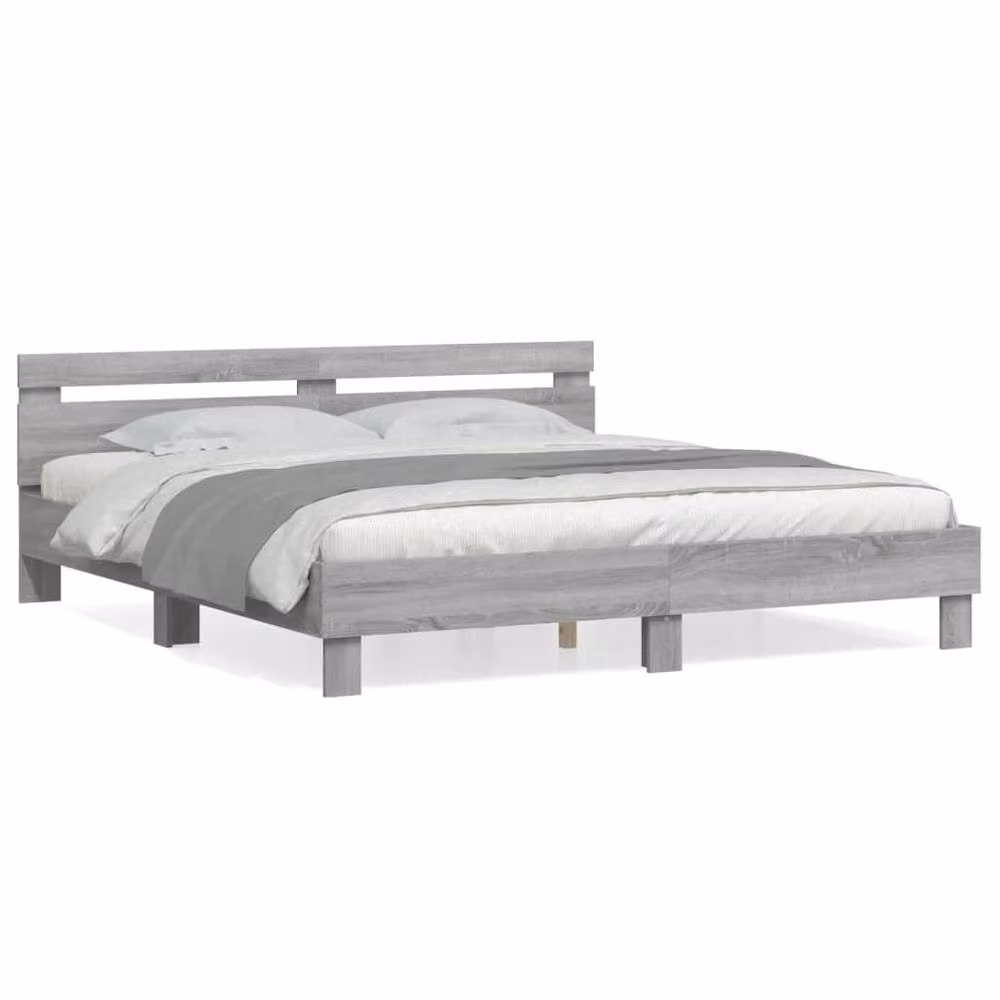 Berkfield Home Durable Bed Frame in Grey Sonoma, W: 160 cm, L: 200 cm – 3
