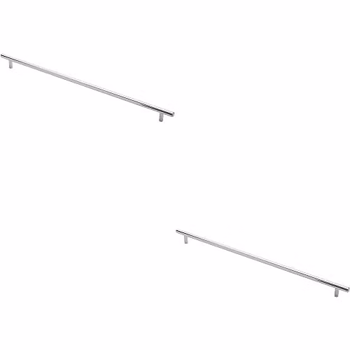 Loops 2 Pack Round T-Bar Cabinet Pull Handles in Chrome, Fixing Centres: 448mm, Diameter: 12mm, Length: 508mm