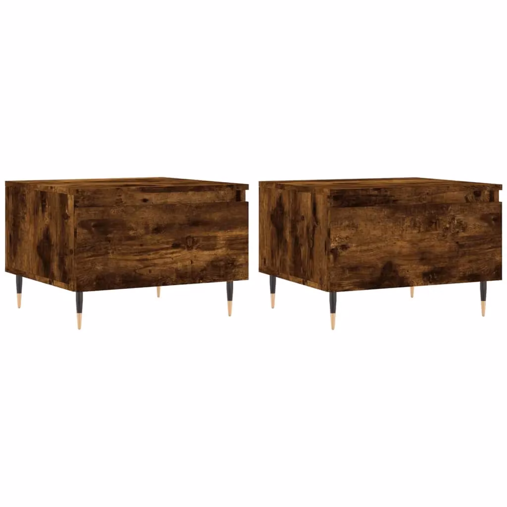 Berkfield Home Set of 2 Nested Coffee Tables in Smoked Oak Brown, W/D/H: 50 x 46 x 35 cm – 1