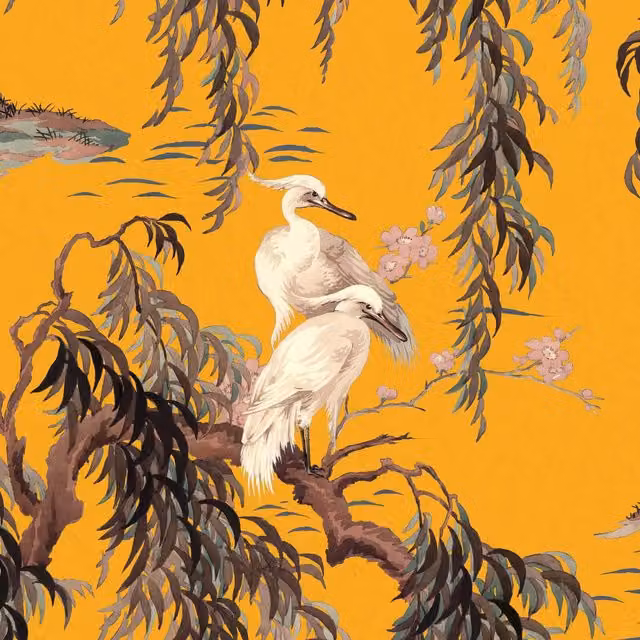 House of Hackney ZEUS Floral Wallpaper Sample in Ochre Yellow