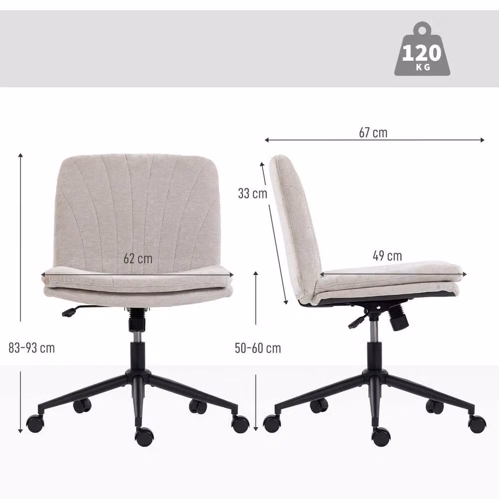 EONLION Modern Fabric Cross Task Chair with Castors in Beige – 2