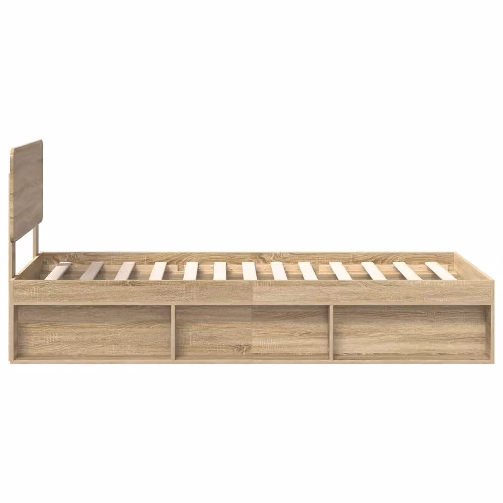Berkfield Home Sonoma Bed Frame with Headboard in Brown Solid Pine Wood, W: 100 cm, D: 200 cm – 2