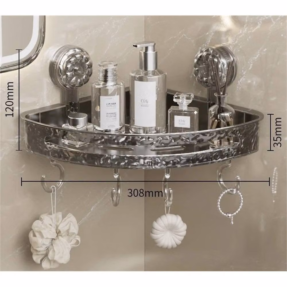 SPETLEK Wall Mounted Suction Cup Bathroom Storage Rack and Shower Shelf Basket in Clear – 2