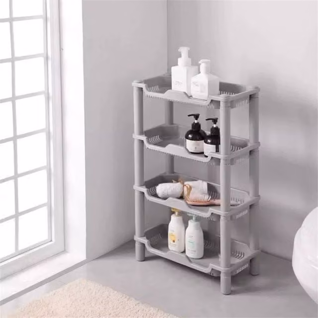 VOGREX 4 Tier Corner Shower Caddy and Bathroom Storage Rack Organizer in Grey – 1