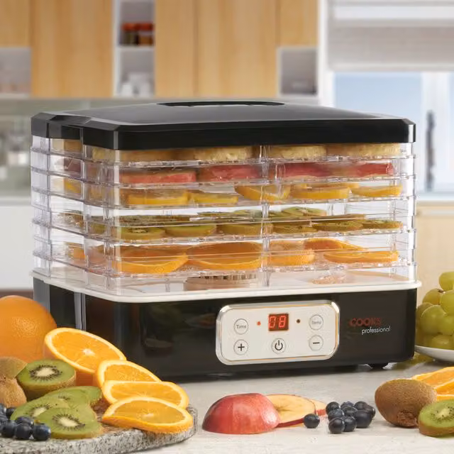 Cooks Professional Electric Food Dehydrator with Timer, Black