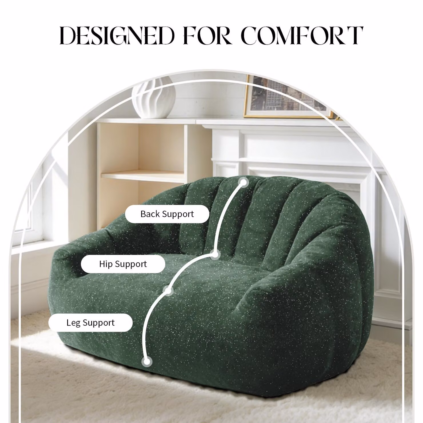Aosom UK Plush 2-Seater Bean Bag Sofa in Green, W/D/H: 98 x 140 x 61 cm – 5