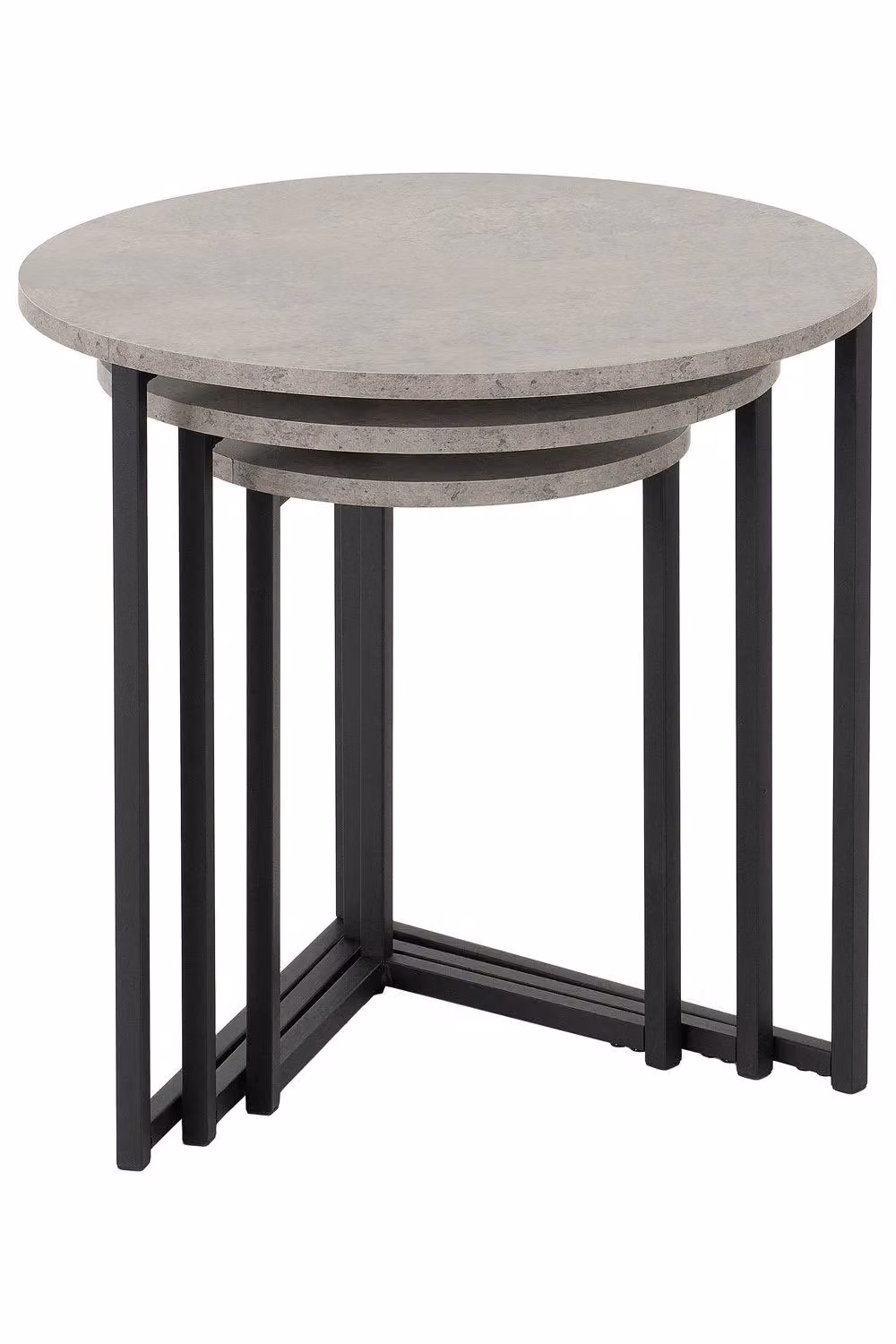 Seconique Athens Round 3-Piece Nest of Tables in Grey Concrete Effect – 4