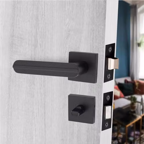 Golden Grace Lima Square Rose Door Handles in Matt Black Finish – 2