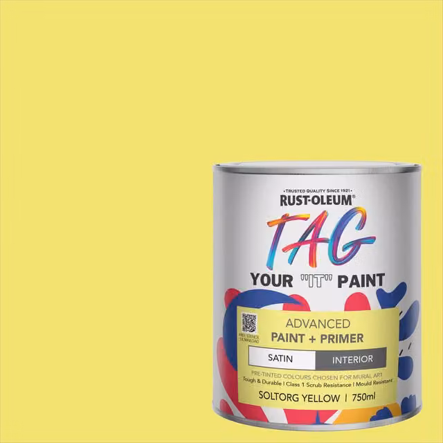 Rust-Oleum Tag Paint in Satin Finish, Soltorg Yellow, 750ml