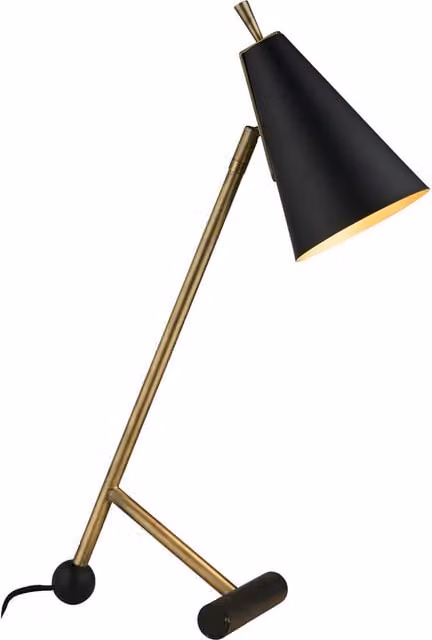 Loops Modern Adjustable Task Lamp in Antique Brass and Matt Black