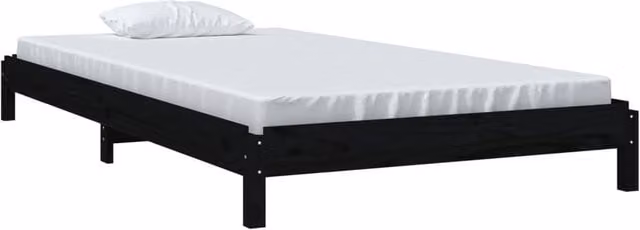 Berkfield Home Stack Bed in Black Solid Pine Wood, W/D/H: 90 x 200 x 96.5 cm