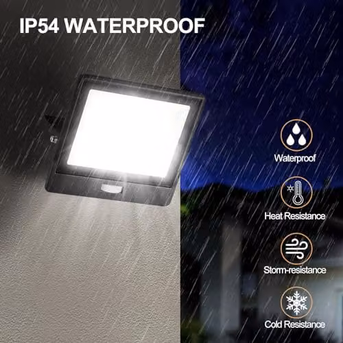 Harper Living 50W LED Outdoor PIR Floodlight with Motion Sensor, 4300 Lumen, 6500K Cool White, IP65 Waterproof, Black – 2