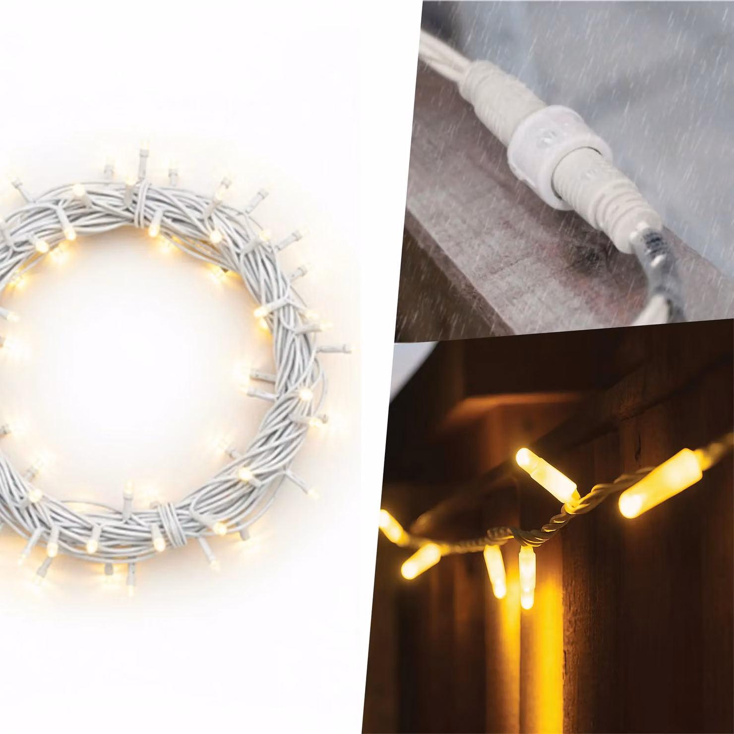 Pegdev Warm White LED String Lights with White Rubber Cable, IP65 Waterproof, 10m – 3