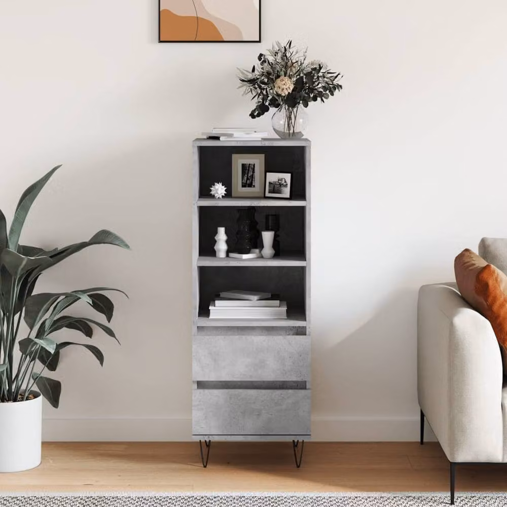 Berkfield Home Highboard in Concrete Grey, W/D/H: 40 x 36 x 110 cm – 2