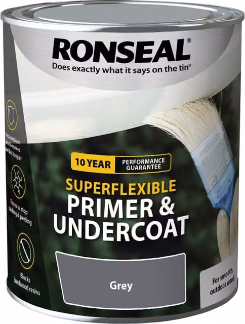 Ronseal Super Flexible Wood Primer and Undercoat, Grey