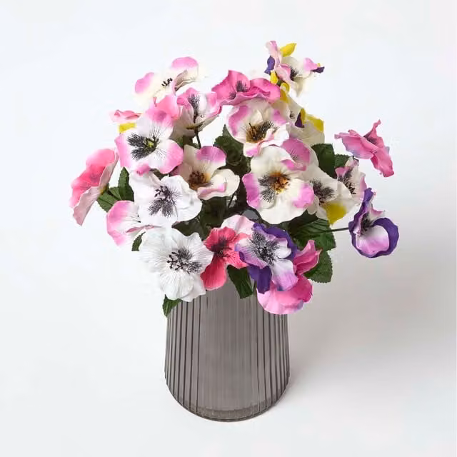 Homescapes Set of 3 Multi Colour and Pink Pansy Spray Single Stems