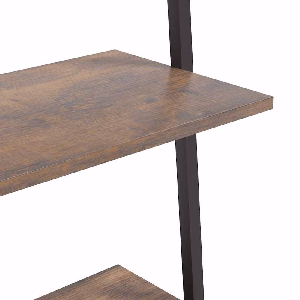 Berkfield Home Practical 5-Tier Leaning Ladder Shelf in Dark Brown and Black, W: 64 cm, D: 34 cm, H: 185.5 cm – 3