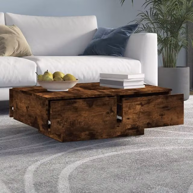 Berkfield Home Decorative Coffee Table in Smoked Oak Brown, W/D/H: 90 x 60 x 31 cm – 1