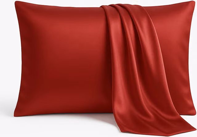 Sweet Dreams Red Plain Silk Pillowcase with Cooling and Breathable Properties