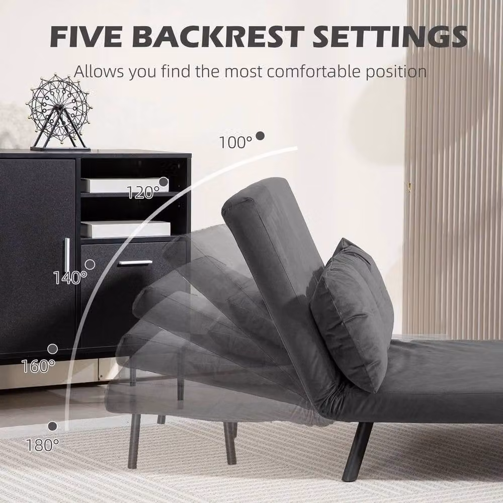 PAWNORA Grey Fabric 2 Seater Click Clack Sofa Bed with Scatter Cushions – 5