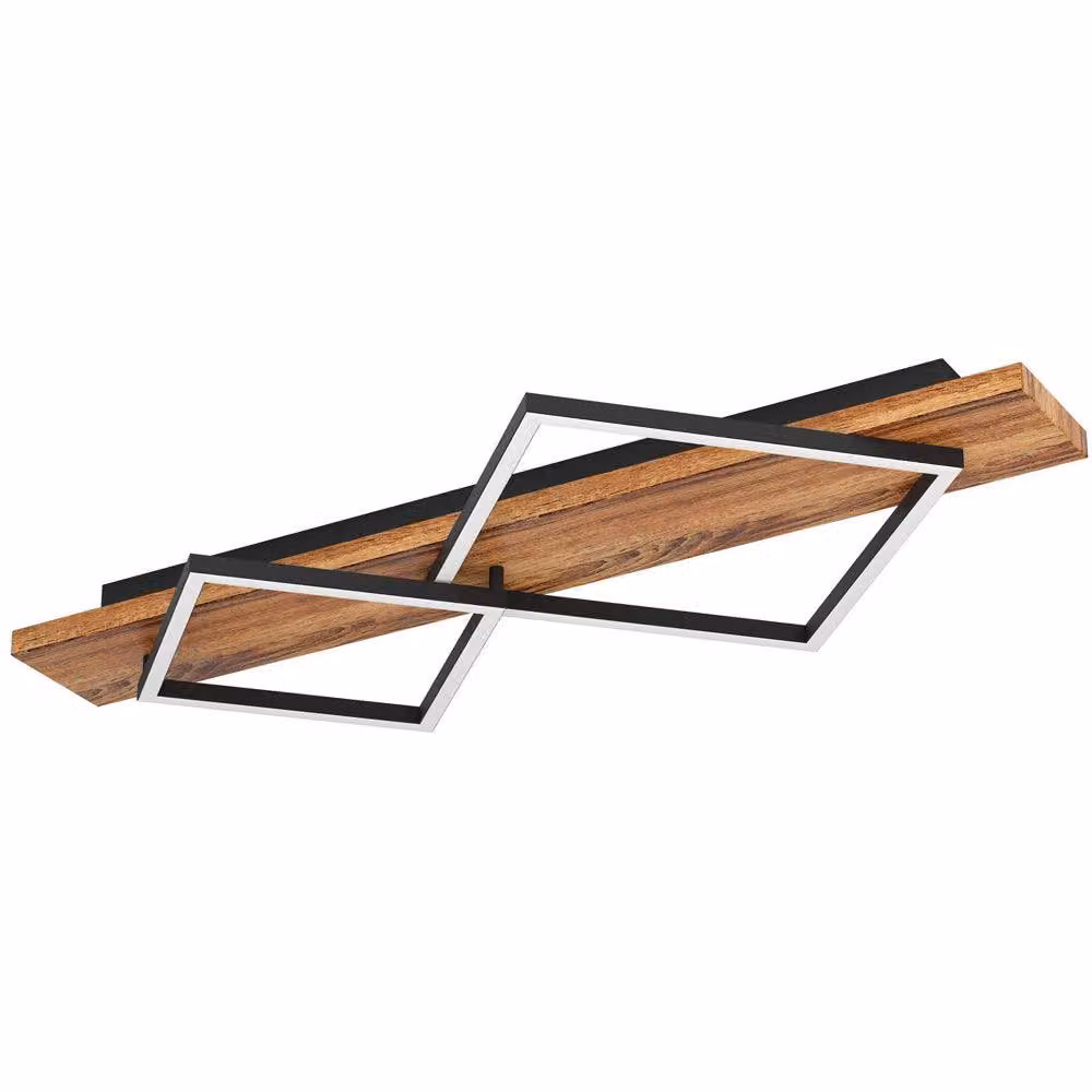Loops LED Semi-Flush Ceiling Light in Black and Brown Rustic Design – 2