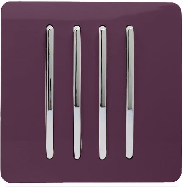 Trendi 4 Gang 2 Way Rocker Single Plate Tactile Light Switch - Purple