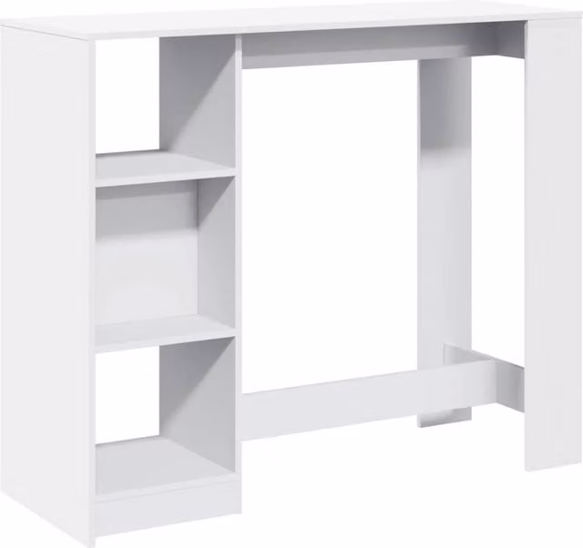 Berkfield Modern Home Bar Table with Shelf in White, W/D/H: 124 x 46 x 103.5 cm