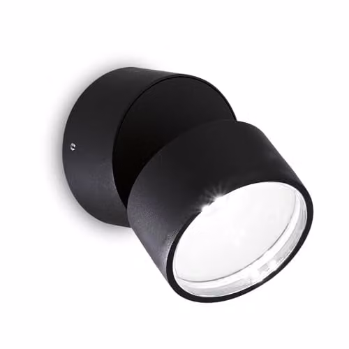 Netlighting Omega Round Single Spotlight in Black, IP54, 4000K, Adjustable Aluminium and Glass Ceiling Light