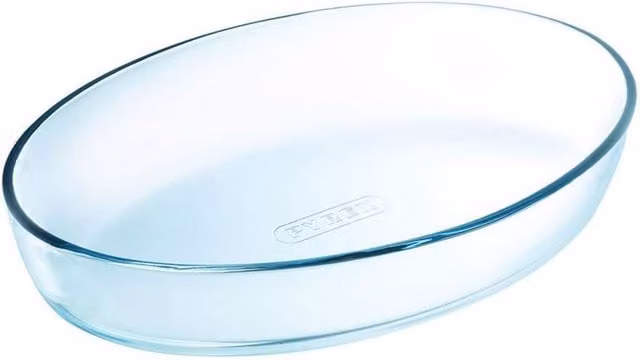 Pyrex Oval Glass Roasting Dish, 4 Litre, Clear, W: 39 cm, D: 27 cm