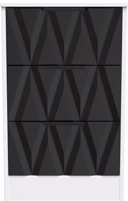 Ready Assembled 2 U Washington 3 Drawer Bedside Cabinet in Black