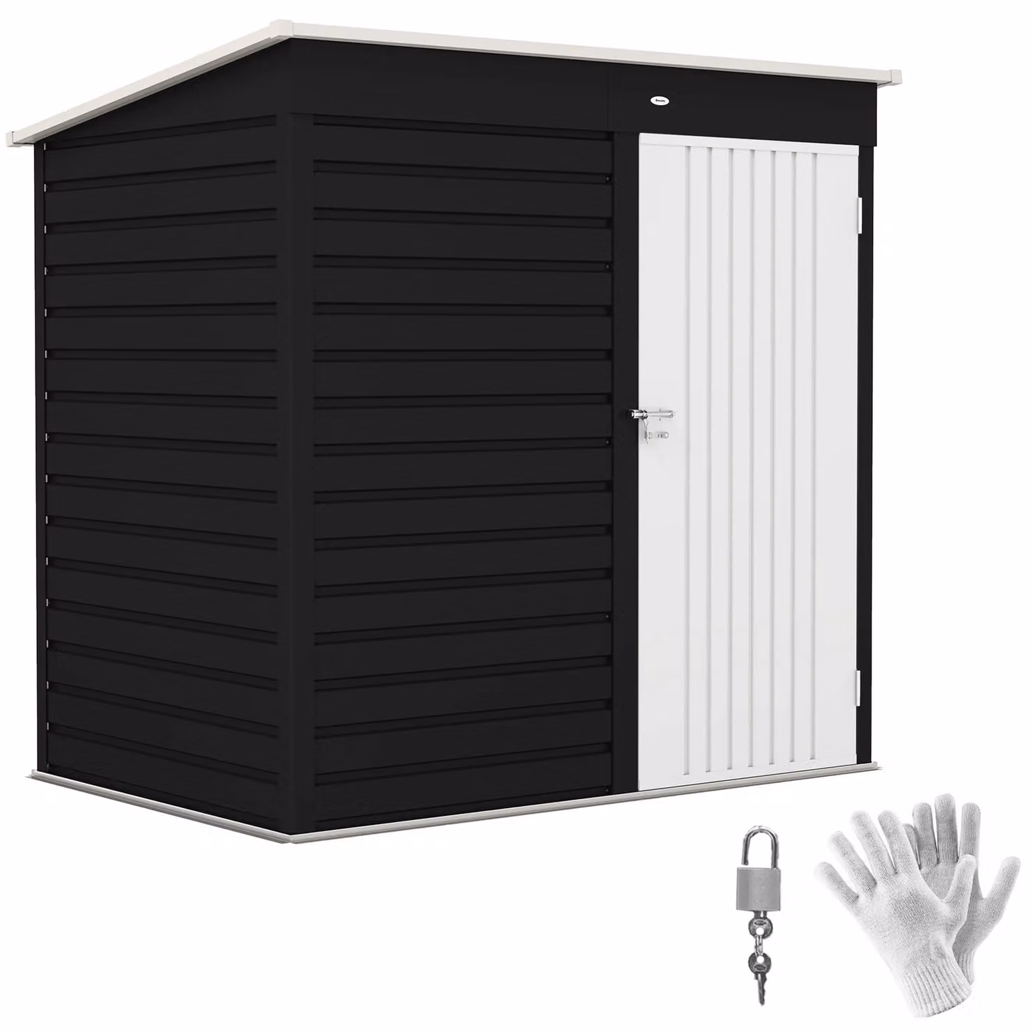 Outsunny Modern Pent Metal Garden Shed in Grey with Lockable Door – 8
