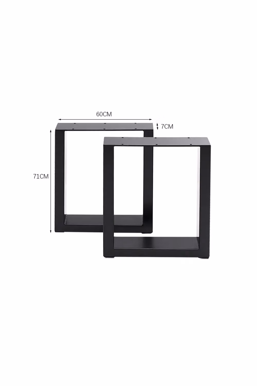 Living and Home Industrial Heavy Duty Rectangular Iron Table Legs in Black, W/D/H: 60 x 7 x 71 cm – 2