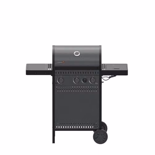 Charles Bentley Ottimo 310 3-Burner Gas BBQ in Grey with Built-in Thermometer, Side Burner and Cast-Iron Grids, W/D/H: 116 x 58 x 110 cm – 3
