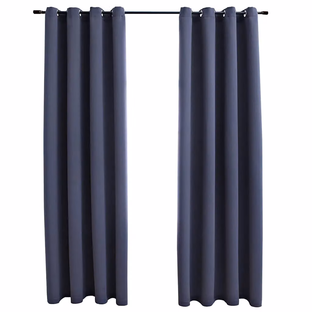 Berkfield Home Blackout Curtains with Eyelets, 2 Pack, Anthracite, W: 140 cm, H: 245 cm – 2