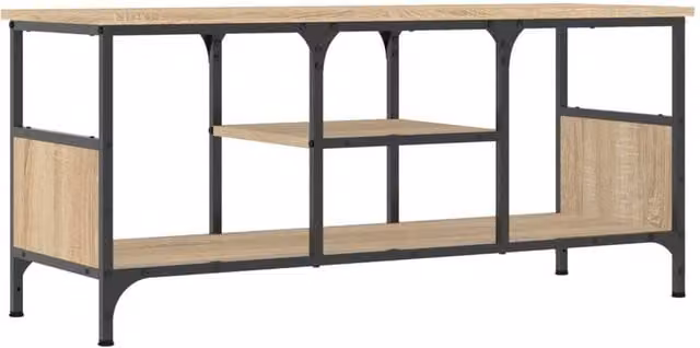 Berkfield Home Industrial TV Cabinet in Sonoma Oak and Metal, W/D/H: 100 x 35 x 45 cm – 1