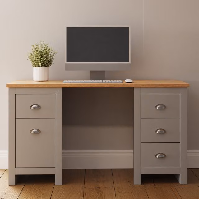 GFW Lancaster Study Desk in Grey and Oak