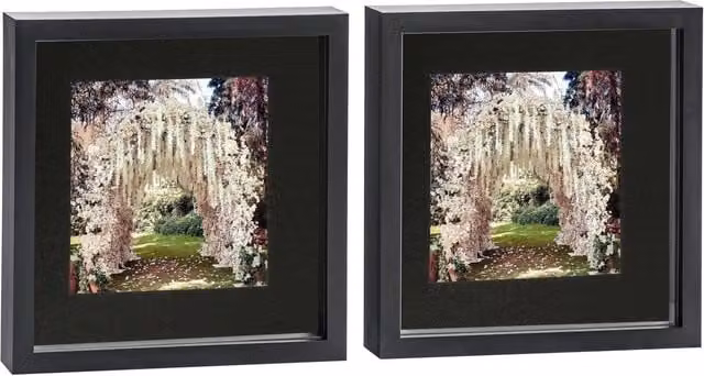 Nicola Spring Pack of 2 Single Square 3D Box Photo Frames in Black and Grey, W/D/H: 25.4 x 25.4 x 25.4 cm